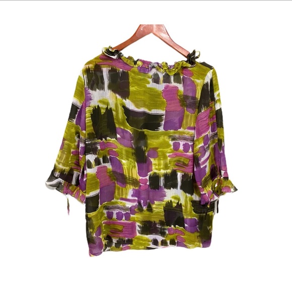 AUDREY‎ MAI SHEER MULTI PATTERN TOP - Picture 2 of 7